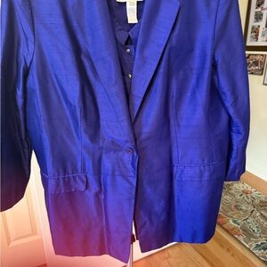 Jones New York Royal Blue Vest and Blazer 100% Silk